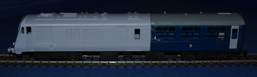 BR BLUE PULLMAN POWER CAR BODY SECTIONS (x2) for TRI-ANG BIG BIG TRAIN Mk2 COACH CONVERSION (O Gauge 7mm scale)