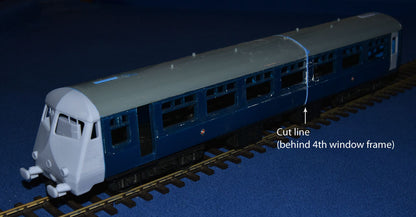 BR BLUE PULLMAN POWER CAR BODY SECTIONS (x2) for TRI-ANG BIG BIG TRAIN Mk2 COACH CONVERSION (O Gauge 7mm scale)