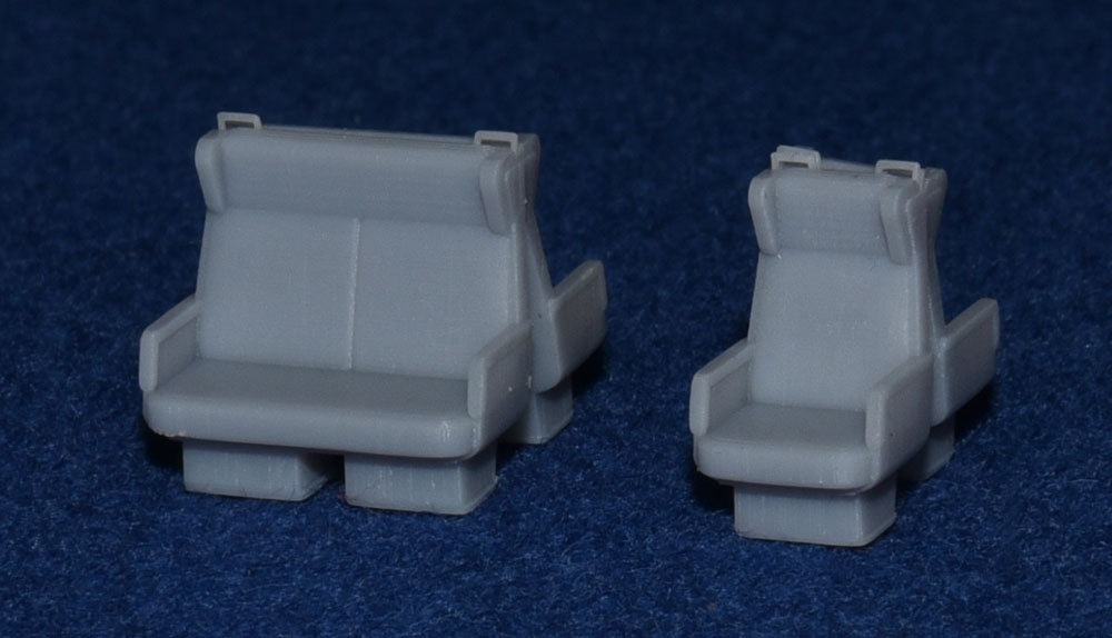 BR Mk2 COACH SEATS - 2 + 1 DINING / TOURIST (TT Gauge 3mm scale)