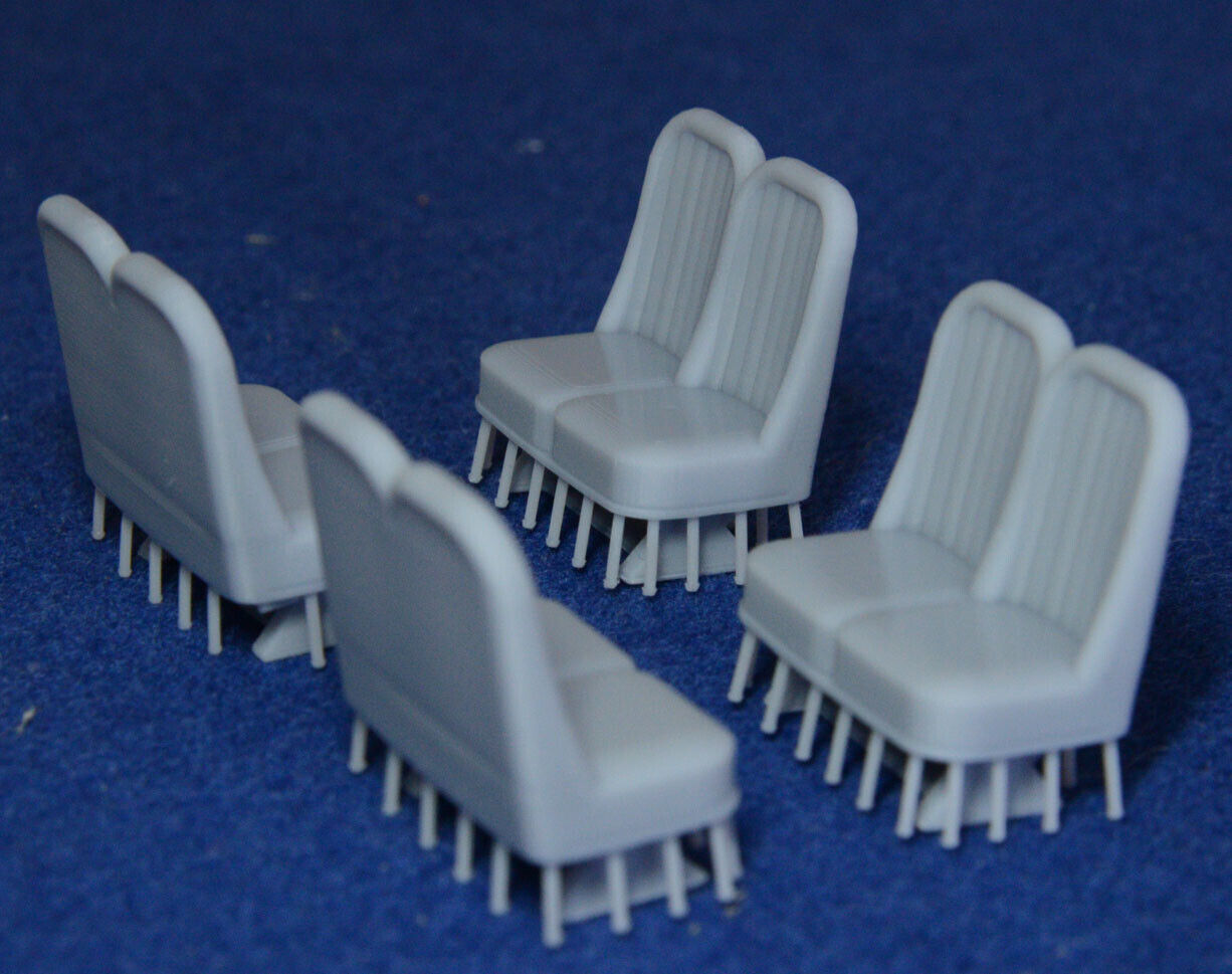 GRESLEY COACH OPEN 3RD "HIGH BACK" BUCKET SEATS (1 BAY = 4 PAIRS) - LNER (O Gauge 7mm scale)