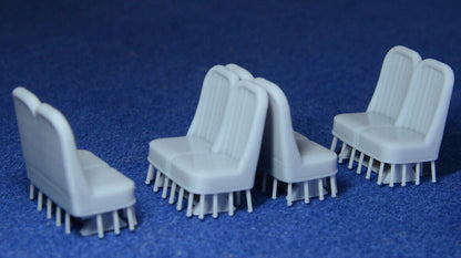 GRESLEY COACH OPEN 3RD "HIGH BACK" BUCKET SEATS (1 BAY = 4 PAIRS) - LNER (O Gauge 7mm scale)