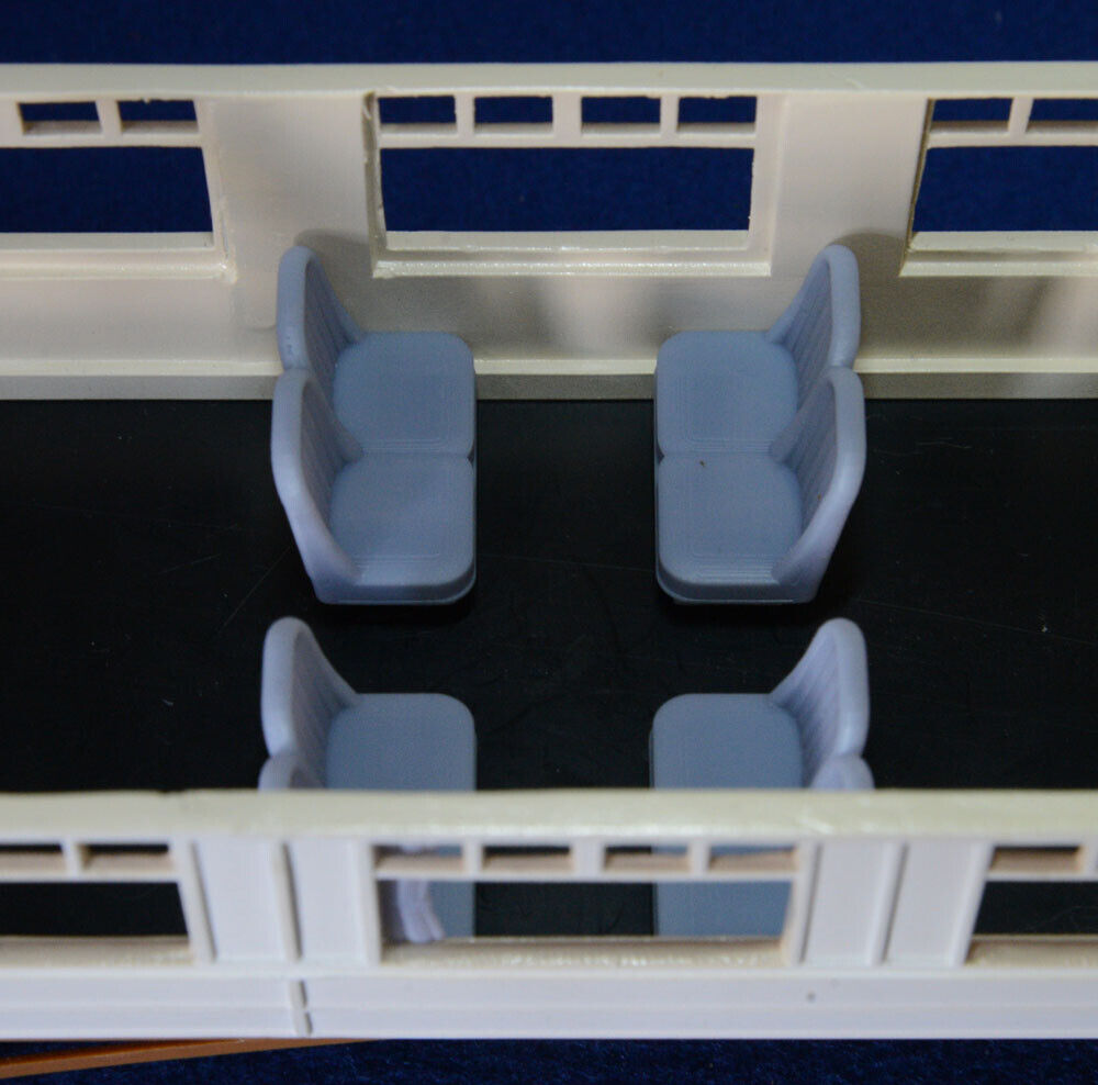 GRESLEY COACH OPEN 3RD "HIGH BACK" BUCKET SEATS (1 BAY = 4 PAIRS) - LNER (O Gauge 7mm scale)