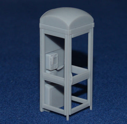 KX100 PLUS TELEPHONE BOX / KIOSK with DETAILED 1996 INTERIOR (O Gauge 7mm scale)