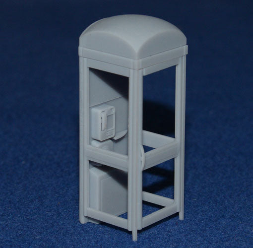 KX100 PLUS TELEPHONE BOX / KIOSK with DETAILED 1996 INTERIOR (O Gauge 7mm scale)